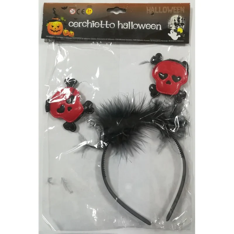 Cerchietto Halloween con le molle teschi rossi
