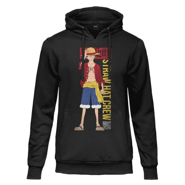 Felpa One Piece Luffy Straw Hat Crew con Cappuccio e tasche