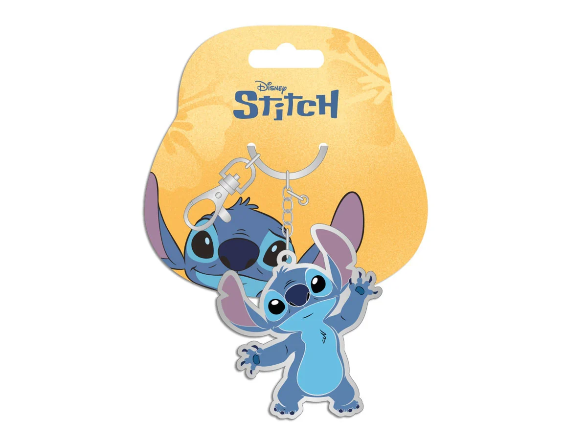 Portachiavi Stitch in metallo con moschettone