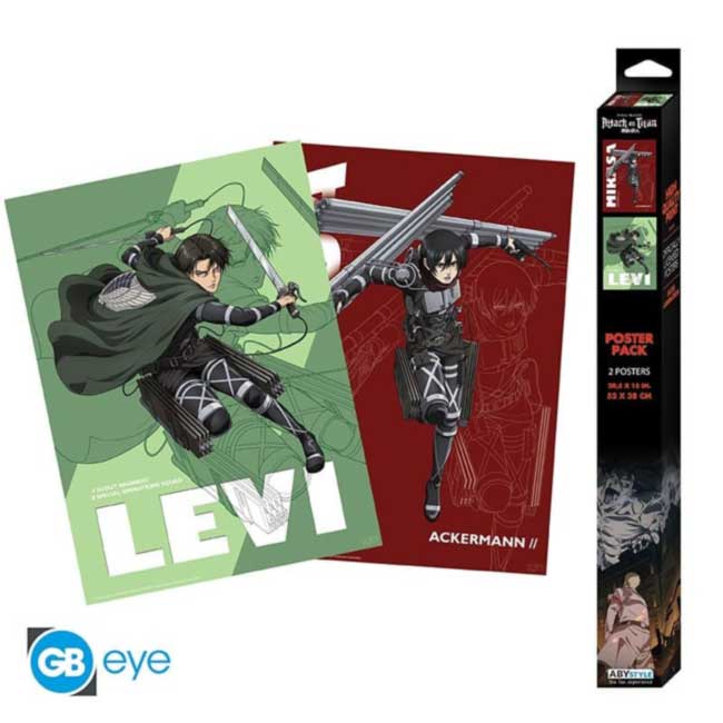 Poster pack 2 Attack On Titan Final Season Mikasa Levi 52x38