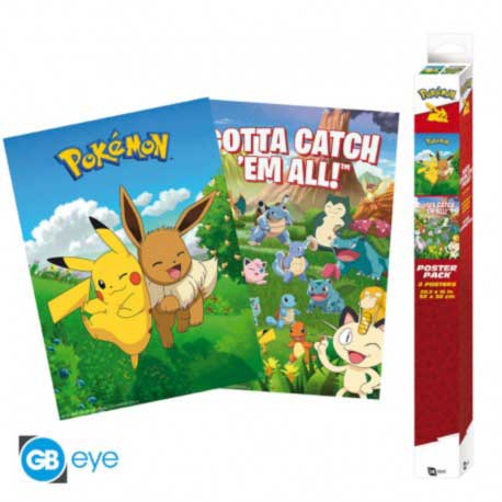 Poster pack 2 Pokemon Pikachu Gruppo 52x38