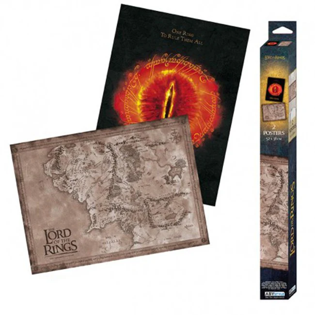 Poster Pack Il Signore Degli Anelli Occhio di Sauron e Mappa due posters 52 x 38 cm