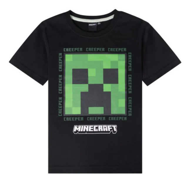 T-Shirt Bambini Creeper Nera Minecraft