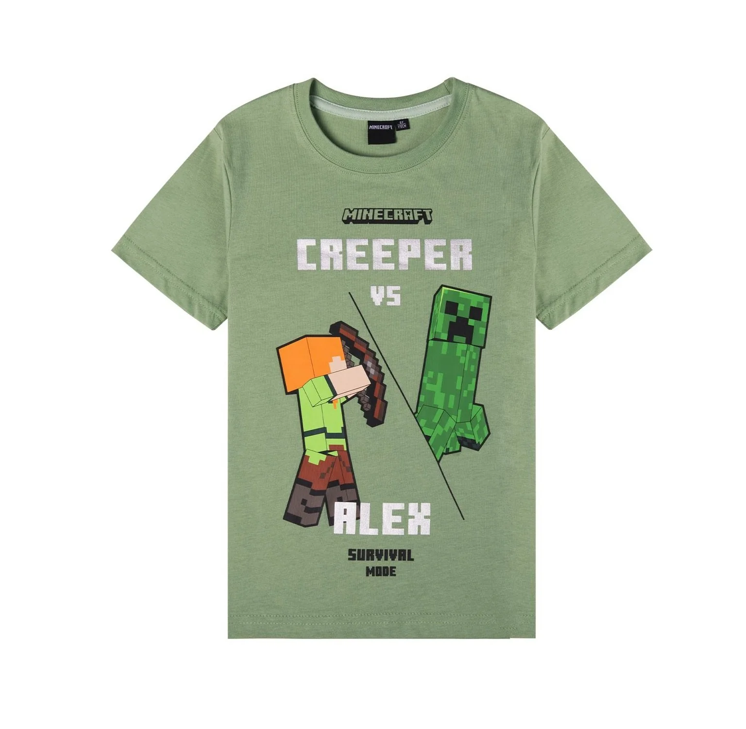 T-Shirt Creeper vs Alex Minecraft Bambini
