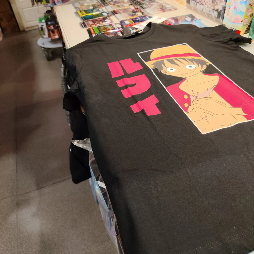 T-Shirt One Piece Luffy Nera Kanji Bambini - Image 2