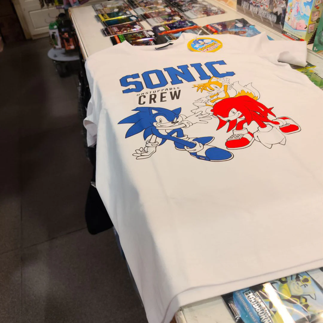 T-Shirt Sonic Knuckles Tails Bianca Unstoppable Crew Bambini - Image 2