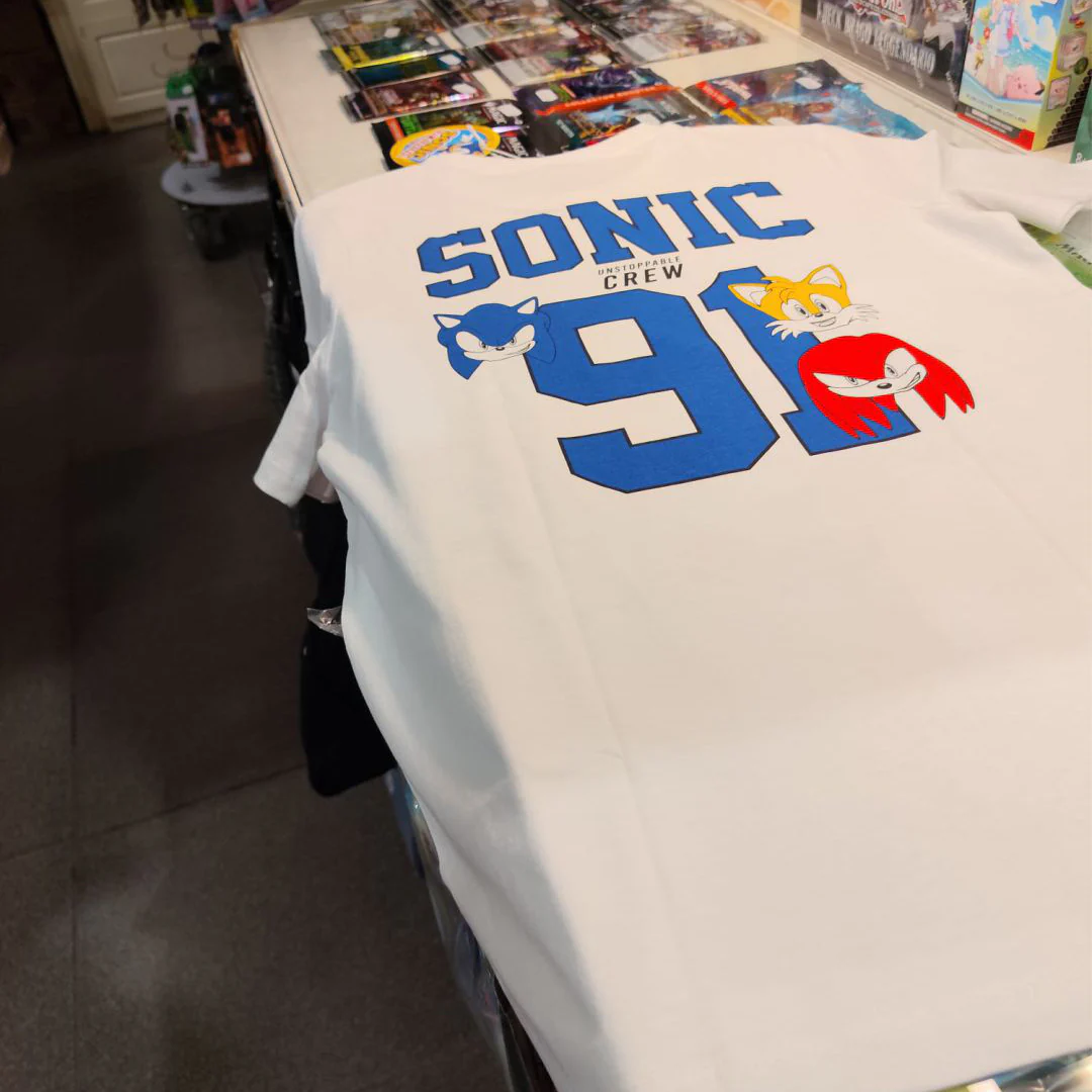 T-Shirt Sonic Knuckles Tails Bianca Unstoppable Crew Bambini - Image 3